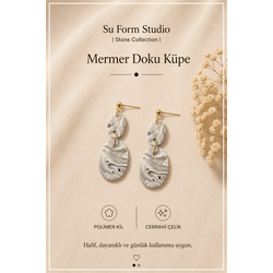 Mermer Doku Küpe - Siyah, Beyaz ve Gri