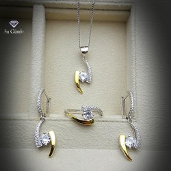 Zirkon Taşlı Üçlü Set 
