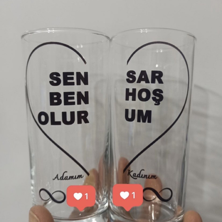 Romantik çift bardağı 