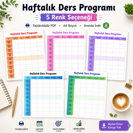 Haftalık Ders Programı — Yazdırılabilir PDF (5 Renk)