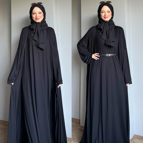 2li Abaya Takım Elbiseli Siyah 