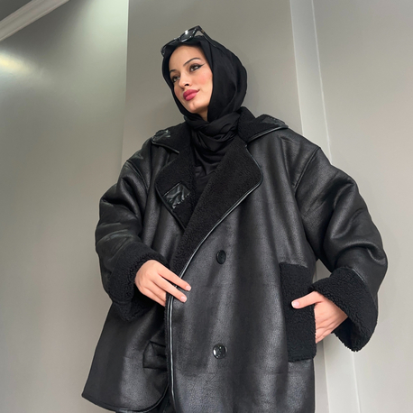 Lüx Kalite Biker Mont Siyah