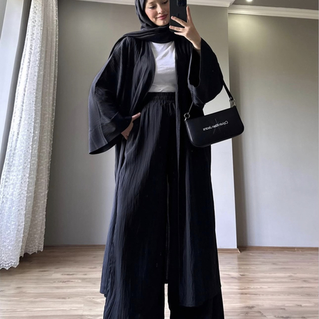 Uzun Kimono Takım Siyah 