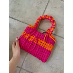 Pink&Orange Mix Crochet SunBag