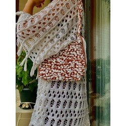 White&Brown Mix Crochet SunBag