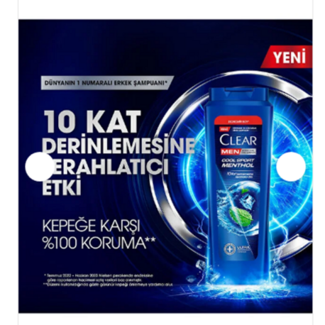 Clear Men Kepeğe Karşı Etkili Saç Bakım Şampuanı Cool Sport Menthol 350 ML