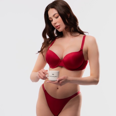 Cherry - Bordo Çift Destek Sütyen Takımı