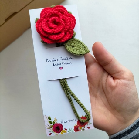 (10adet) kartlı gül kitap ayracı 