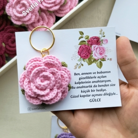 (30adet) kartlı gül anahtarlık 