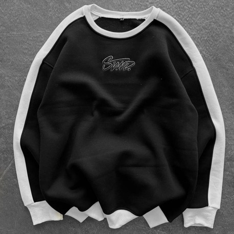 Bisiklet Yaka Oversize Siyah Sweatshirt