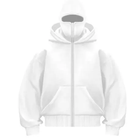 Oversize Fermuarlı Beyaz Ninja Unisex Hırka