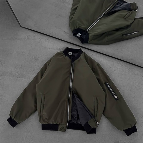 Unisex Oversize Haki Bomber Ceket