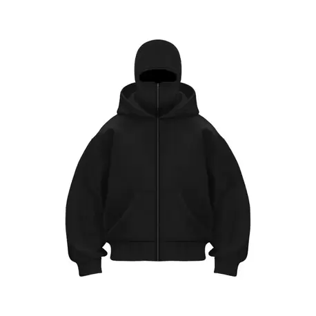 Oversize Fermuarlı Siyah Ninja Unisex Hırka