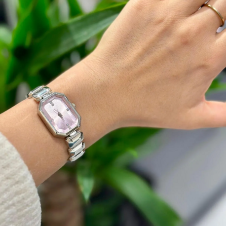 Swalora Crystal Garden Pembe Saat Gümüş Metal Kordon