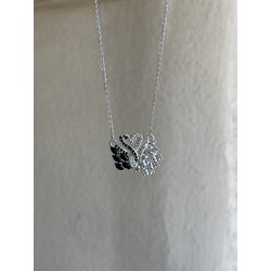 çelik swarovski kuğu siyah beyaz model silver kolye