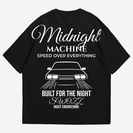 Siyah Oversize Erkek Tişört – Midnight Machine Tasarımı