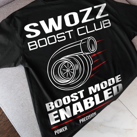 Siyah Regular Fit Erkek Tişört – Boost Club Turbo Tasarım