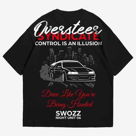 Siyah Regular Fit Erkek Tişört – Oversteer Syndicate Tasarımı