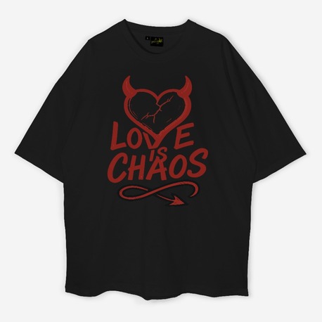 LOVE IS CHAOS Baskı Unisex Premium Tshirt