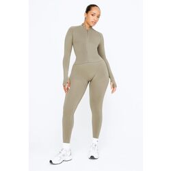 TALA Seamless Zip Up Spor Ceket - Taupe