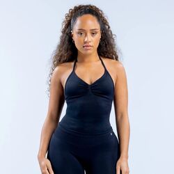 DFYNE Ruched Halter Neck Tank - Siyah