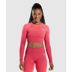 Gymshark Seamless Long Sleeve Crop - Hot Coral
