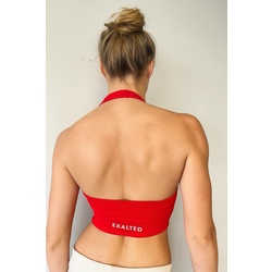 EXALTED Kadın Kırmızı Halter Yaka Spor Bra / Crop Top