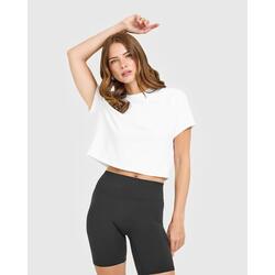 Oner Active Beyaz Cropped T-Shirt - Rahat Kesim Günlük Spor Üst