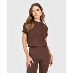 Oner Active Kahverengi Kısa Kollu Crop Top - Sportif Şıklık
