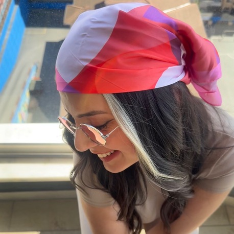 Tabir Bandana Pembe Geometrik