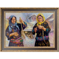 Yün Eğiren Kadınlar Yağlı Boya Tablo