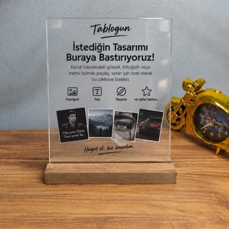 Kişiselleştirilebilir Pleksi Levha 20x20 CM (Stand Hediyeli)
