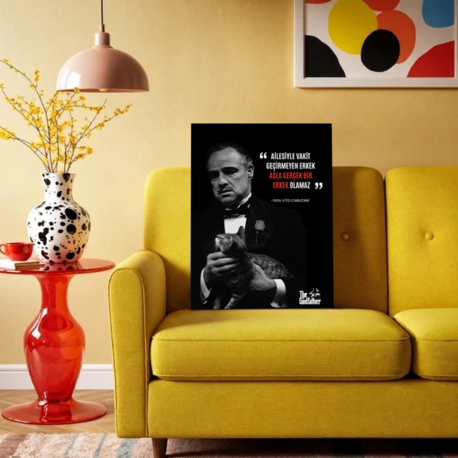 Don Vito Carleone "AİLESİ İLE VAKİT" THE GODFATHER Alıntısı 4K PREMİUM Kanvas Tablo