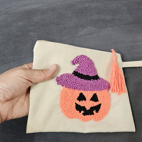 Halloween kabak desenli el çantası