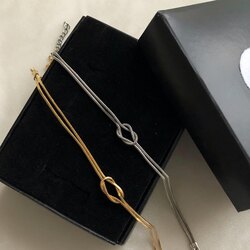 Düğüm çelik çift harfli bileklik Gold/Gümüş