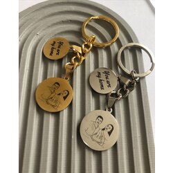 Kişiyeözel çelik gold -gümüş çift anahtarlık