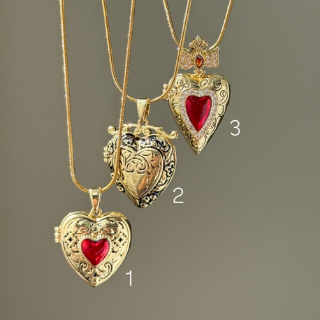 Love Hearts Kapaklı Kolye | Çelik