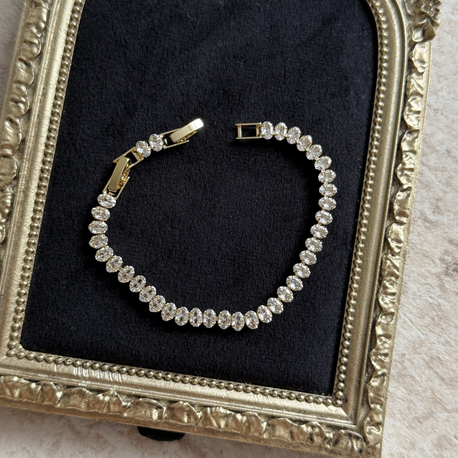 Oval Taş Suyolu Bileklik | 14k vip