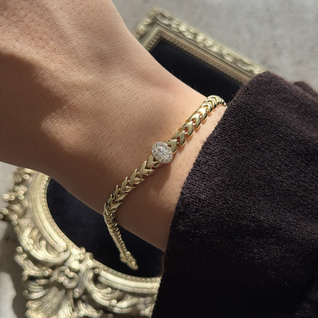 Taşlı Başak Model Bileklik | 14k xuping