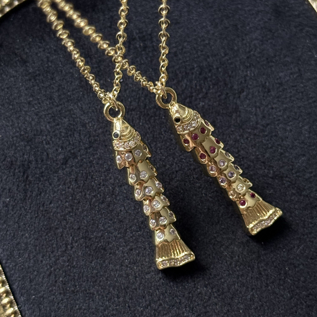 Sallanan Beyaz Taşlı Balık Kolye | Çelik | Gold