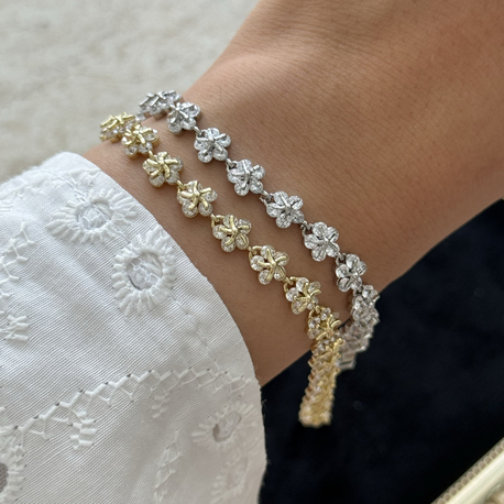 Taşlı Çiçek Bileklik | 14k vip