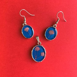 Cadre Flora | Pembe Çiçekli Gümüş Kaplama Set (619-20)