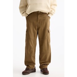 Oversize %100 Cotton Erkek Kargo Pantolon Kahverengi