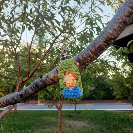 El Yapımı Örgü Anahtarlık - Van Gogh Desenli - Sanat Tasarımı