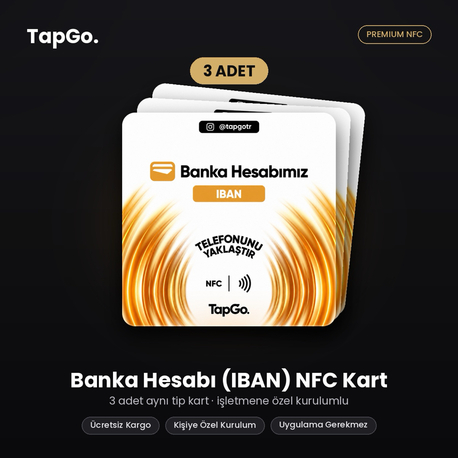 TapGo Banka Hesabı (IBAN) NFC Kart | 3'lü Paket
