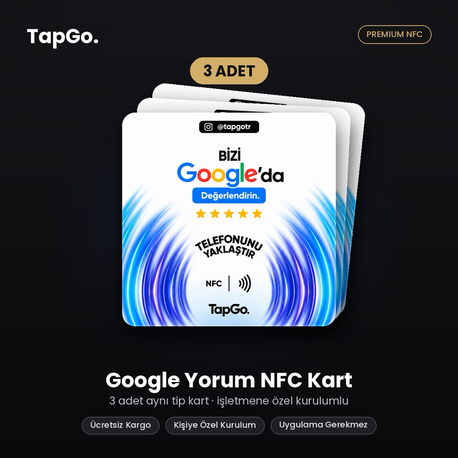 TapGo Google Yorum NFC Kart | 3'lü Paket