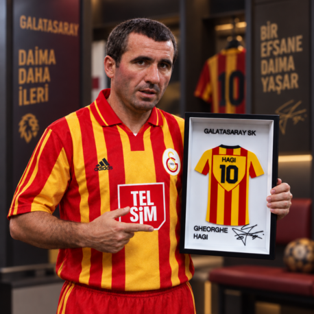 Gheorghe Hagi - Galatasaray SK - İmzalı Forma Çerçevesi - Karpatların Maradonası