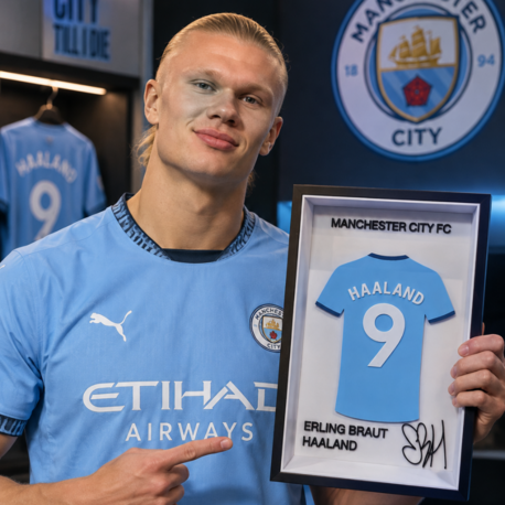 Erling Haaland - Manchester City FC - İmzalı Forma Çerçevesi