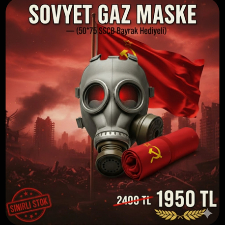 Sovyet Gaz Maskesi - (50*75 SSCB Bayrak Hediyeli )