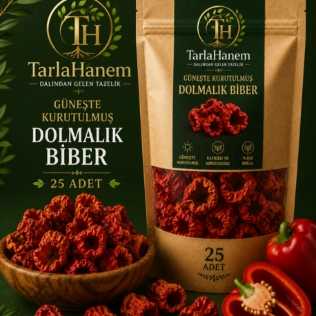 GÜNEŞTE KURUTULMUŞ DOLMALIK BİBER (25 ADET )